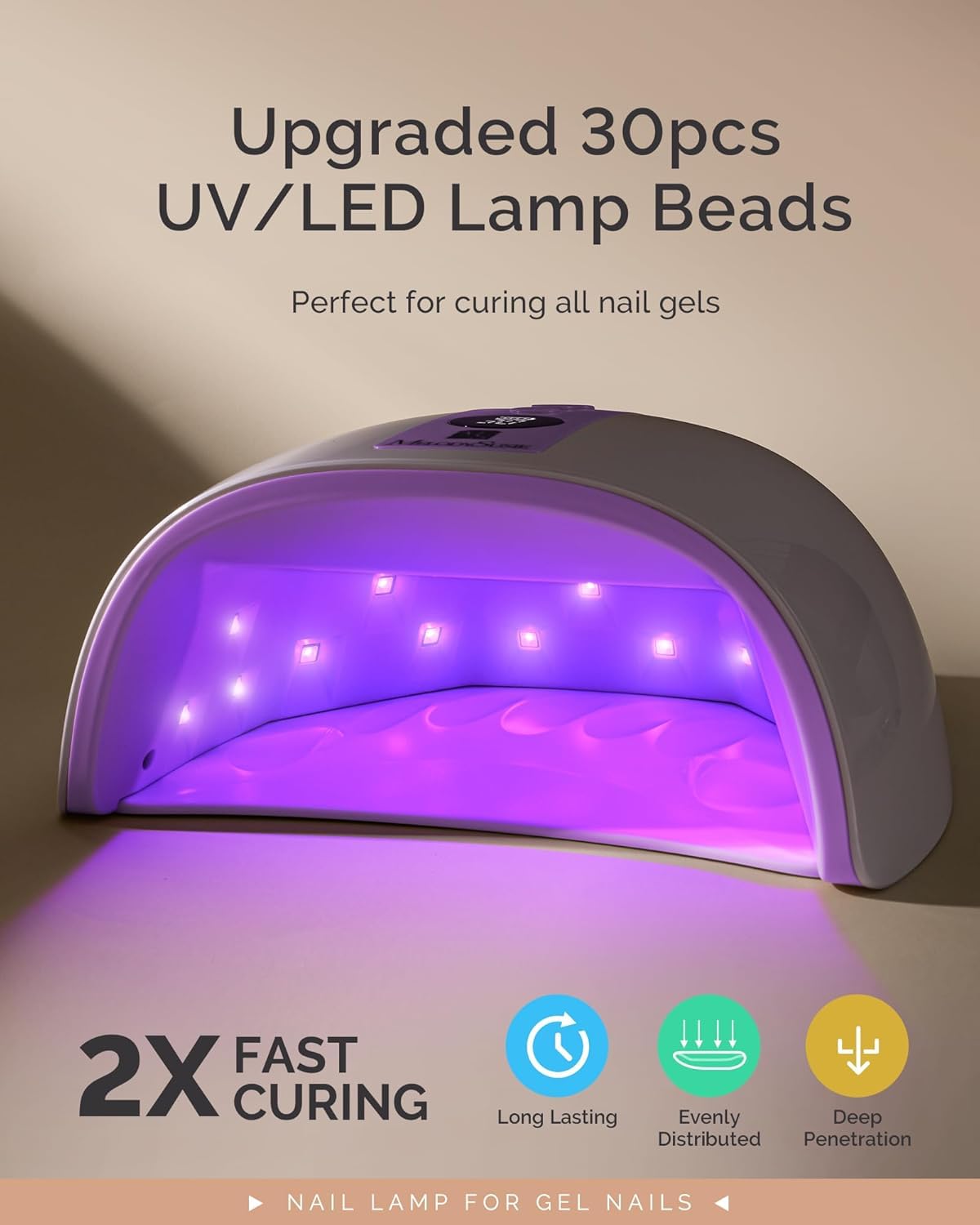 MelodySusie UV LED Nail Lamp, P-PLUS30G Rechargeable Cordless UV Nail Light for Gel Nails with 3 Timer Settings - Image 3