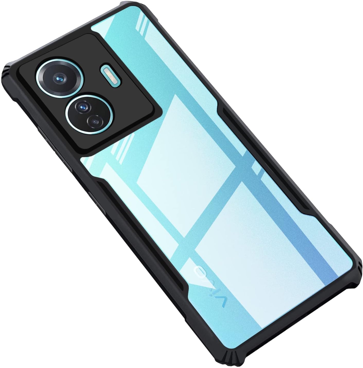CEDO Backcover for Vivo T1 44W / iQOO Z6 44W (4G) | Camera Protection Shockproof Bumper-Edge | Acrylic Crystal Clear 360 Degree Protection TPU+PC | Transparent Eagle Back Case Cover (Black)
