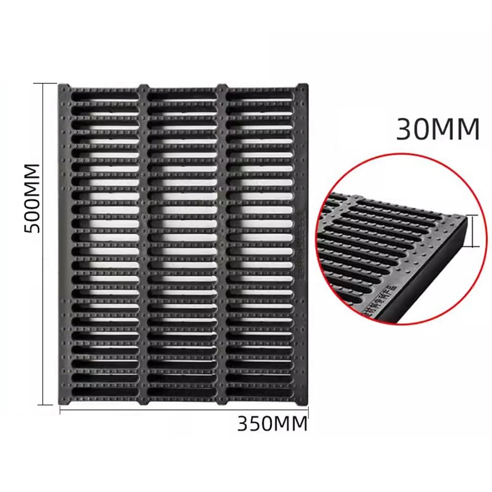 Wytrzymała zewnętrzna kratka odpływowa 50 x 35 x 3 cm, trwała polimerowa osłona wody deszczowej do rynn, skuteczne rozwiązanie do odprowadzania wody do użytku domowego i ogrodowego