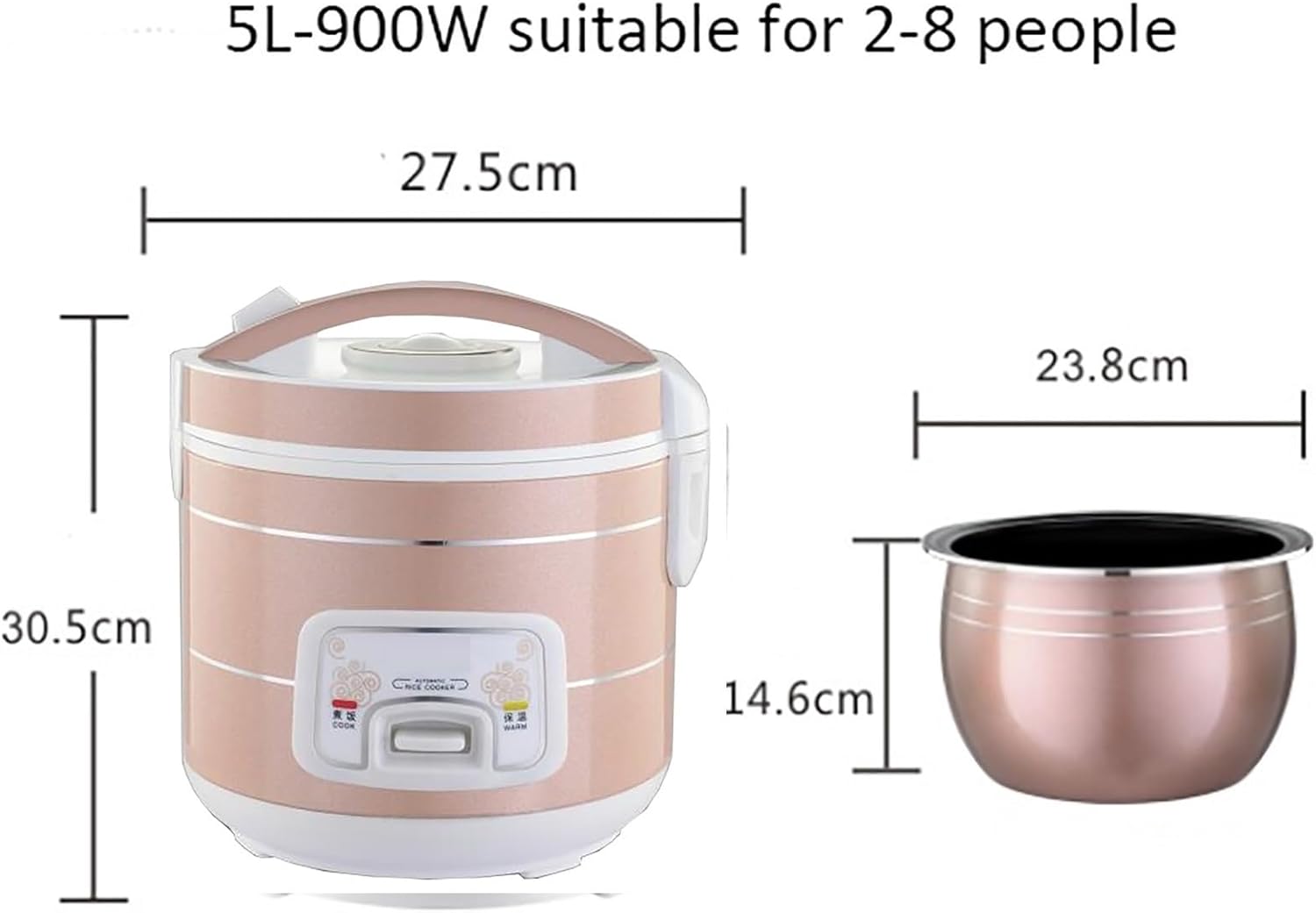 Rice Cooker (2L-5L) Household Rice Cooker Dormitory Ordinary Old-fashioned Steamed Rice Multifunctional Rice Cooker 220-240V US/EU(5L)