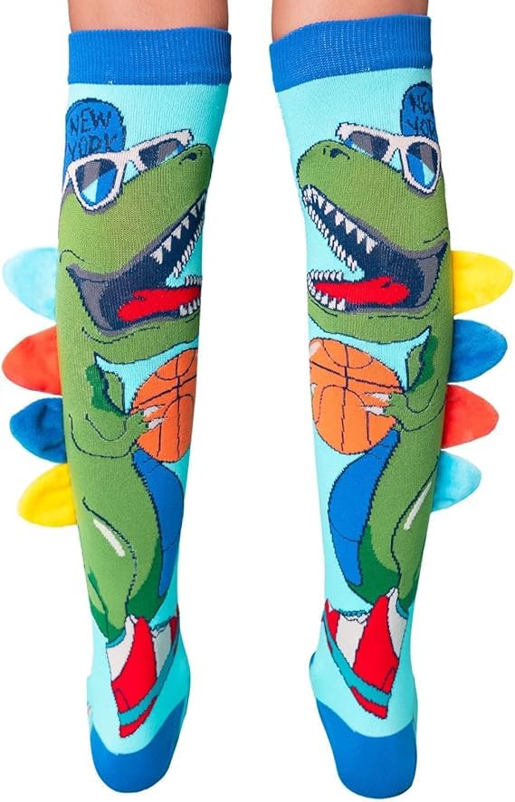 SAMVARDHAN Dinosaur Socks, Coolest knee-High Dinosaurs Socks With Plush Spikes, Animal-theme,Soft Cotton,Sweat-Absorb,Comfortable,For Kids 2