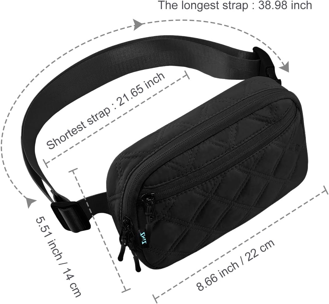 ZINZ Fanny Packs Waist Belt Bags for Travel and Daily Use, Crossbody Bum Hip Bag for Women and Men,Black - Image 3