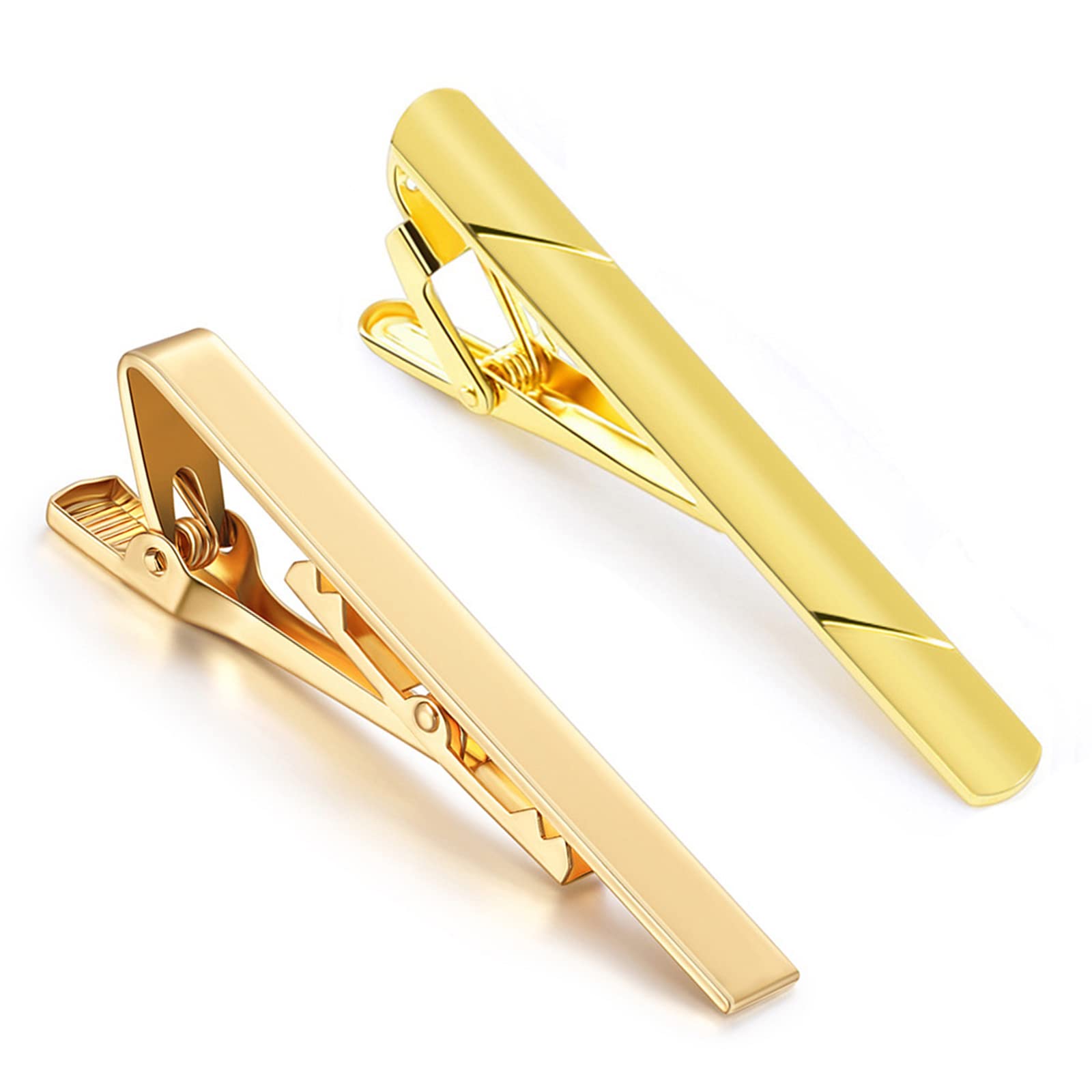 1/2/3Pcs Tie Clips for Men Black Tie Bar Clip Set for Regular Ties Necktie for Wedding Anniversary Business Best Gift Skiny Necktie Meeting Gold Black Long(2.28"*0.24") Short (1.69"*0.24")