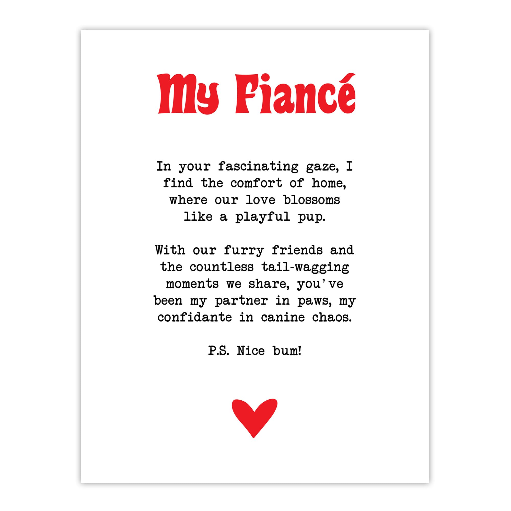 Artery8 Love Poem Dog Lover Fiancé Romantic Poetry Fun Bedroom Large Wall Art Poster Print Thick Paper 18X24 Inch