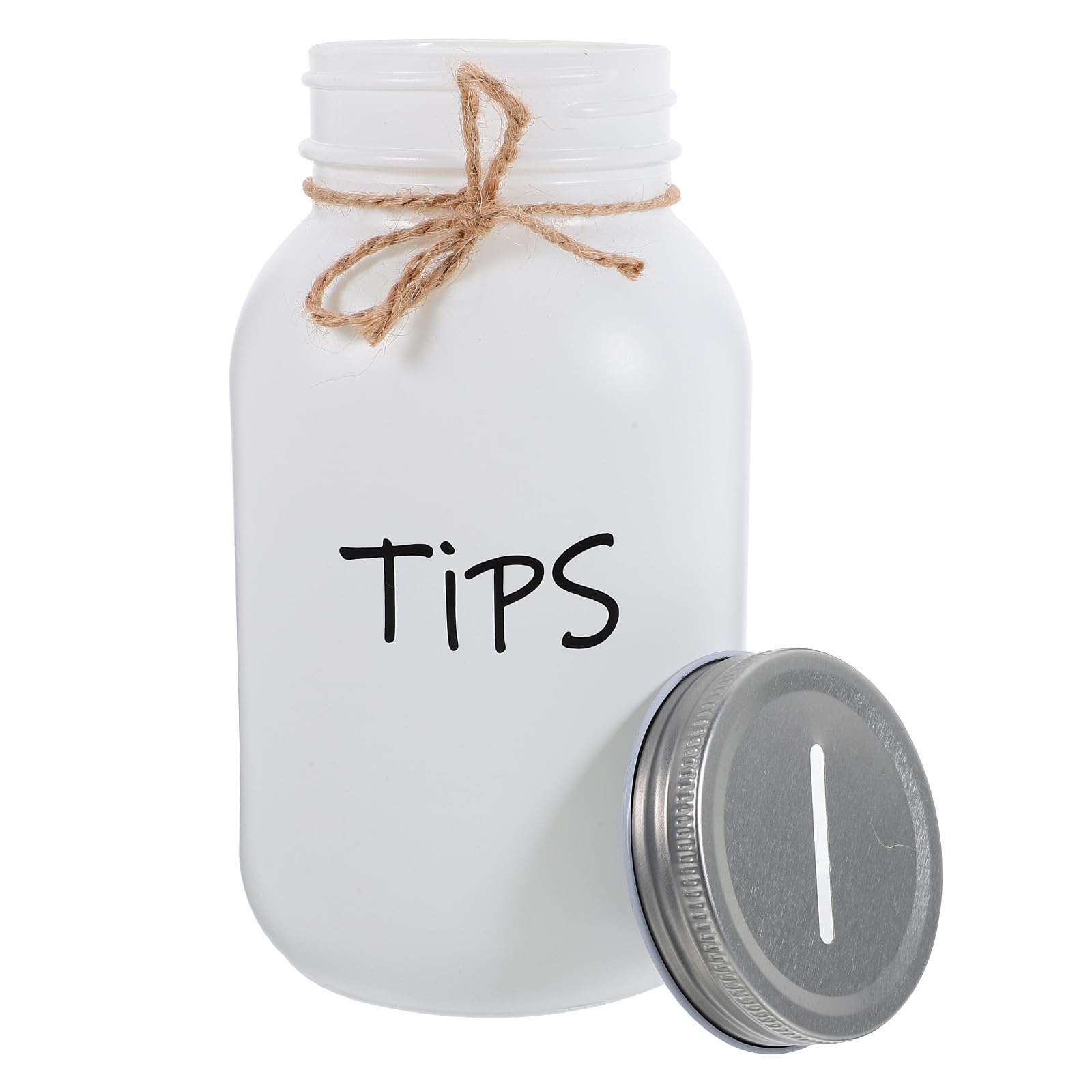 Tirelire pour économie en verre blanc grand format 1000ml monnayeur de bureau