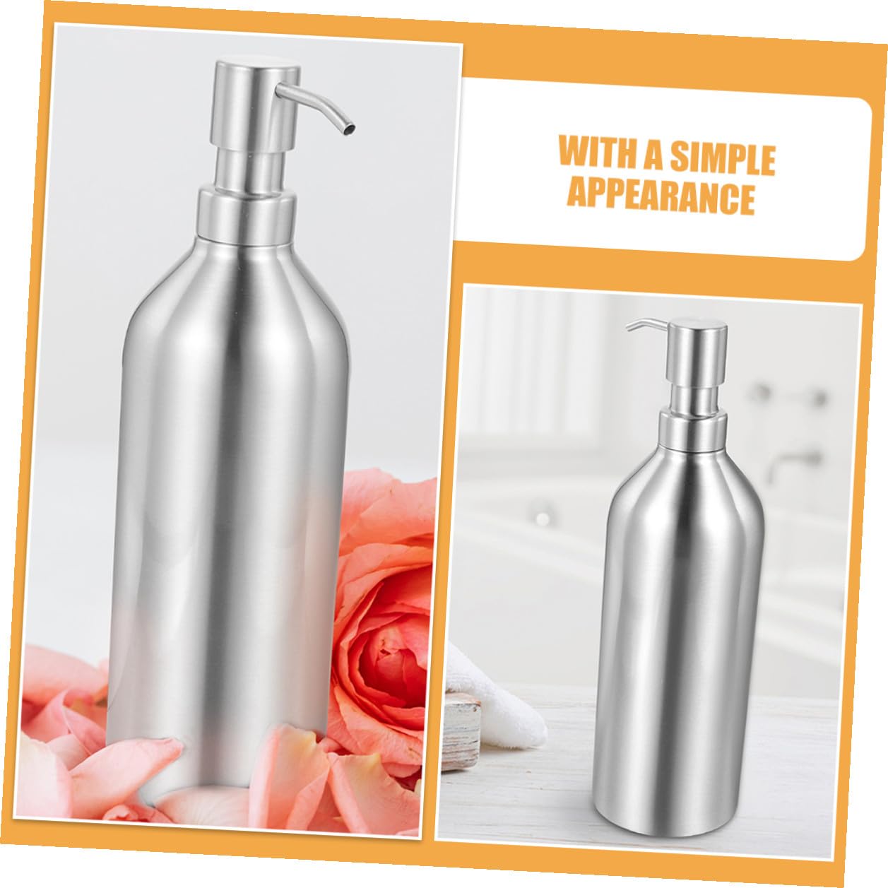 Hemobllo 2 pezzi Dispenser Sapone Acciaio Inossidabile Pompa Manuale Ricaricabile per Shampoo e Bagnoschiuma Bottiglia Elegante e Resistente per Bagno Casa e Hotel