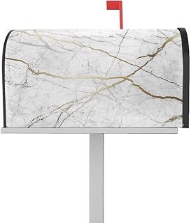 Mailbox Cover Magnetic Golden Marble Texture Mailbox Covers Standard Size 21x18in,Mailbox Covers Wrap Post Letter Box Cover for Garden Yard Outdoor Decor Stripe Abstract Art