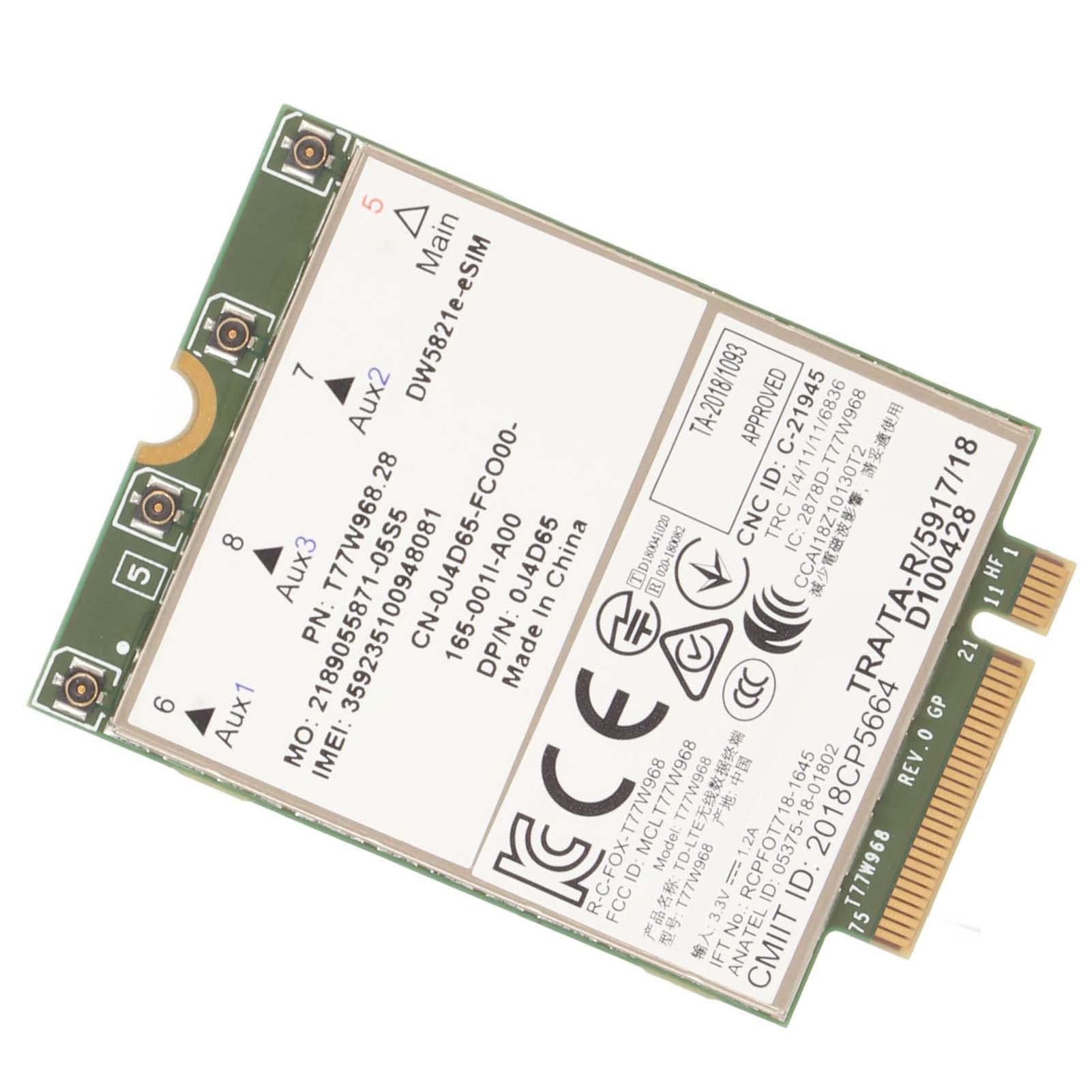 Yunseity Scheda Modulo 4G, Scheda di Rete 77W968 DW5821e CAT16 1GBPS, Supporto Supporto E Scheda di Rete ESIM per Laptop dell