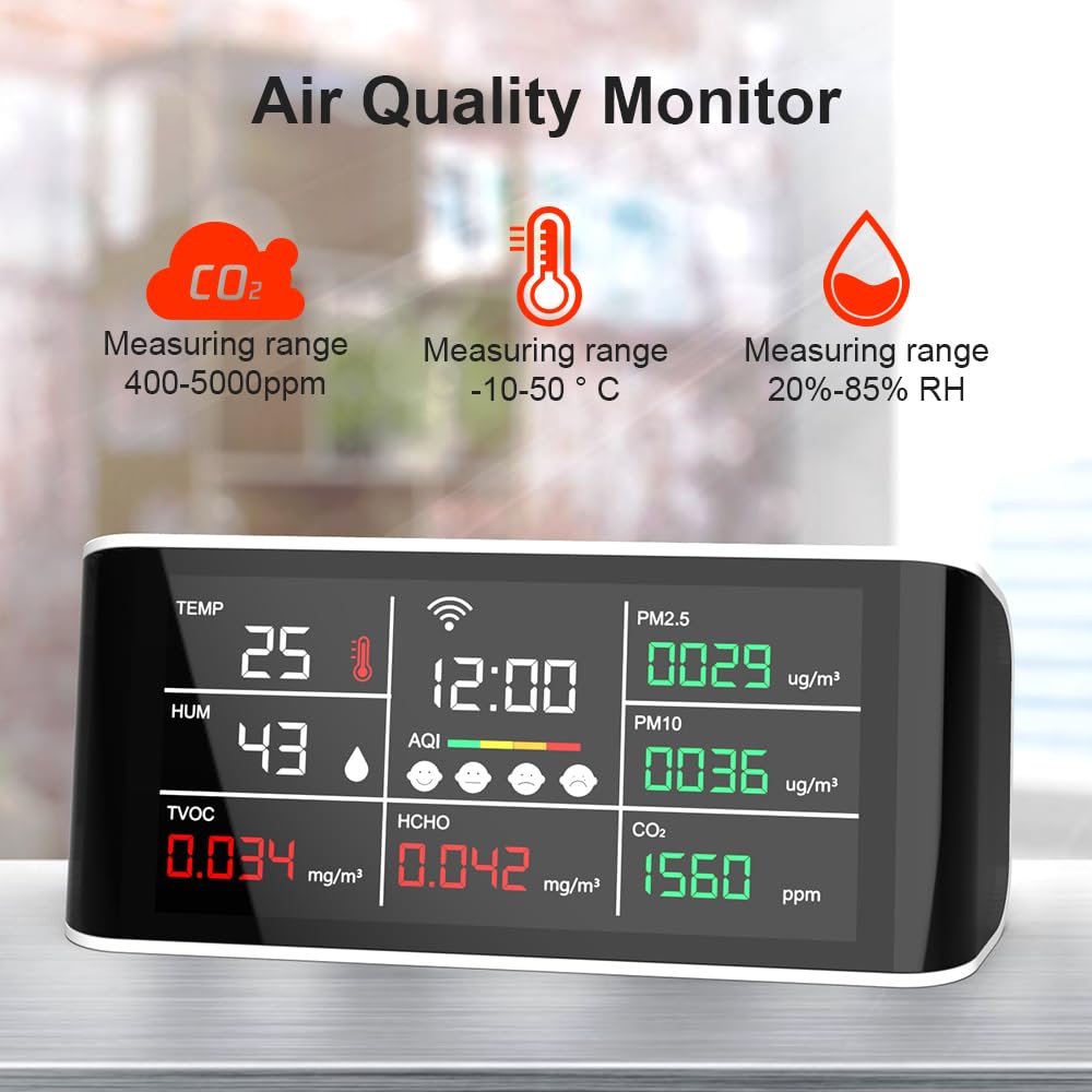 DM69-WIFI Detector de Calidad CO2 PM2.5/10/HCHO Sensor de Gas probador Temperatura Humedad 2 en 1