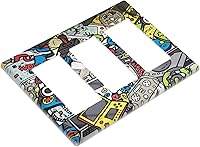 Vista 417 de Vista de ventana, isla tropical, playa, palmeras, cielo soleado, cubierta de interruptor de luz de palanca individual, placa decorativa de pared