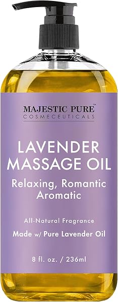 Majestic Pure Lavendelmassageolie 236ml, kalmerend aroma
