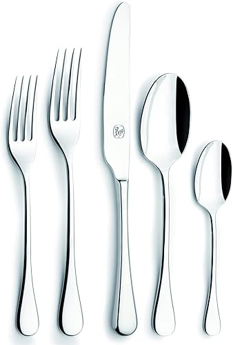 Broggi Canto - Juego de cubiertos de acero inoxidable de 20 piezas, servicio para 4, incluye caja de almacenamientoregalo