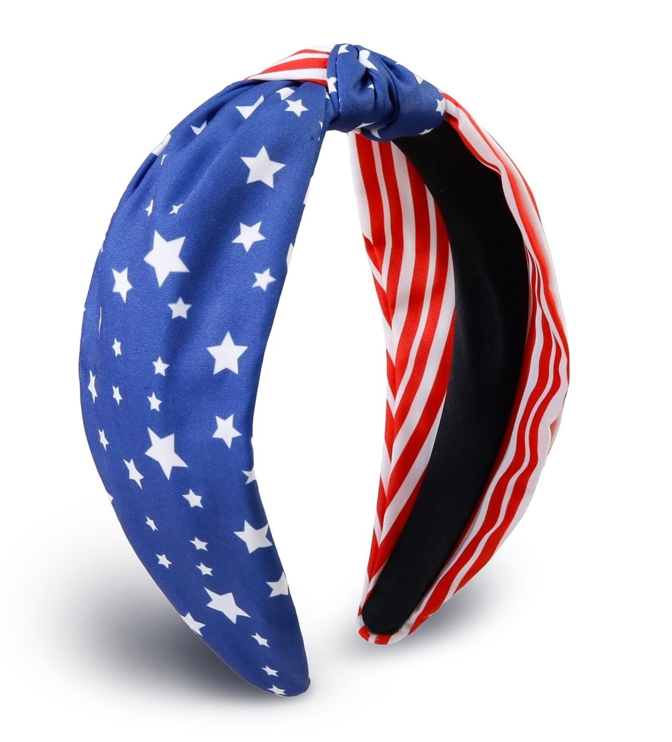 4th of July Women's Headbands - Knotted American Flag Top Knot Hair Hoops, Patriotic USA Independence Day Red White and Blue Accessories