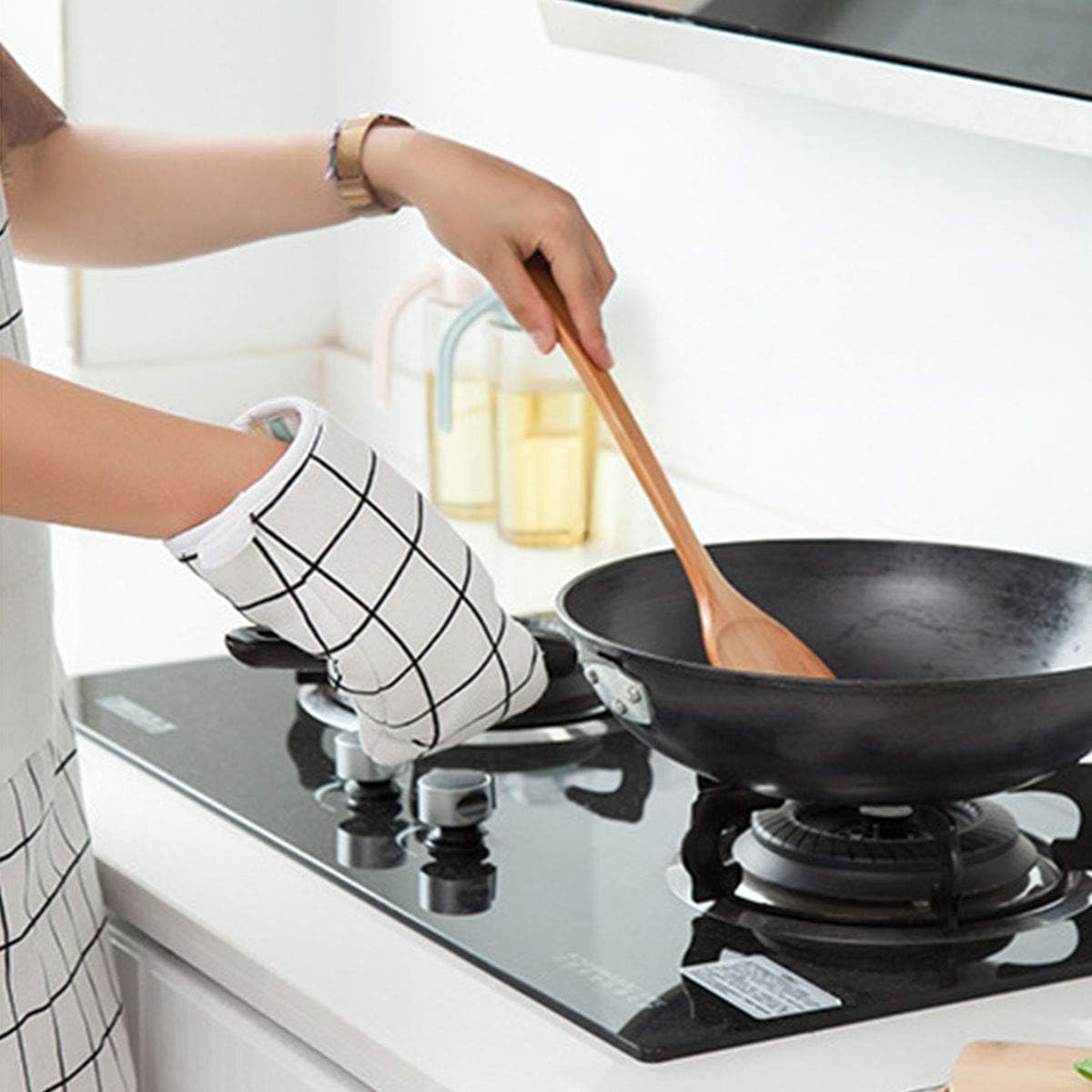 Oven Mitts and Potholders BBQ Gloves-Oven Mitts and Pot Holders with Recycled Infill Silicone Non-Slip Cooking Gloves for Cooking Baking Grilling (4-Piece Set) (White) - Image 3