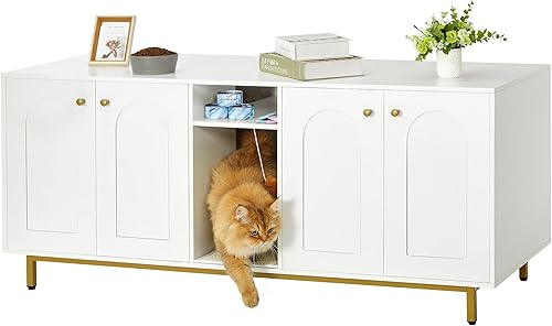 Hzuaneri Caja de arena para gatos, muebles ocultos, casa de madera para mascotas, gabinete de almacenamiento, se adapta a la mayoría de los gatos,