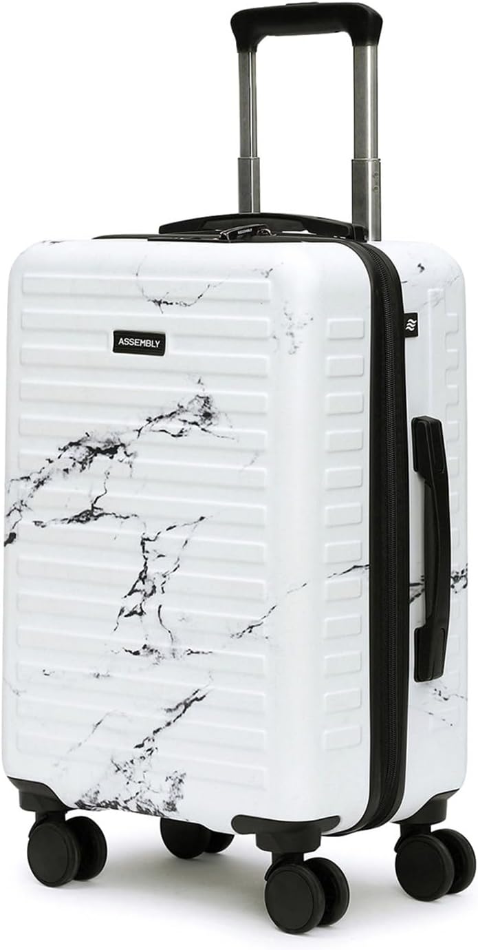 Assembly Hard-Sided Polycarbonate Printed Luggage Bag for Travel - Marble, Multi, Cabin 20 Inches, Luggage