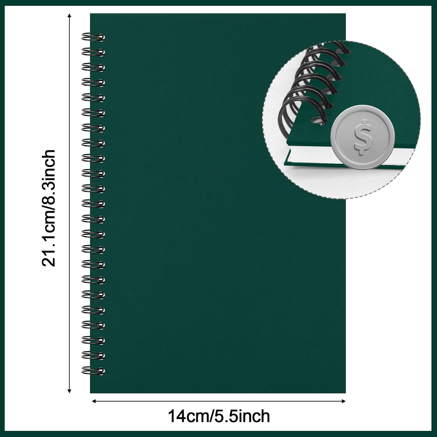 Epakh 22 Pack A5 Spiral Notebook with Kraft Cover, Back to School Hardcover Spiral Journal Notebook 5.5 x 8.3 Inch, First Day of School Travel Journal Notepad, 50 Sheets 100 Pages(Dark Green,Lined)