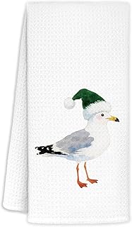 Christmas Seagull Beach Kitchen Towels, Nautical Christmas Bird Hand Towels for Bathroom, Seagull Decor, Coastal Sea Gull Xmas Decorative Dish Tea Towel, 16x24 Inch