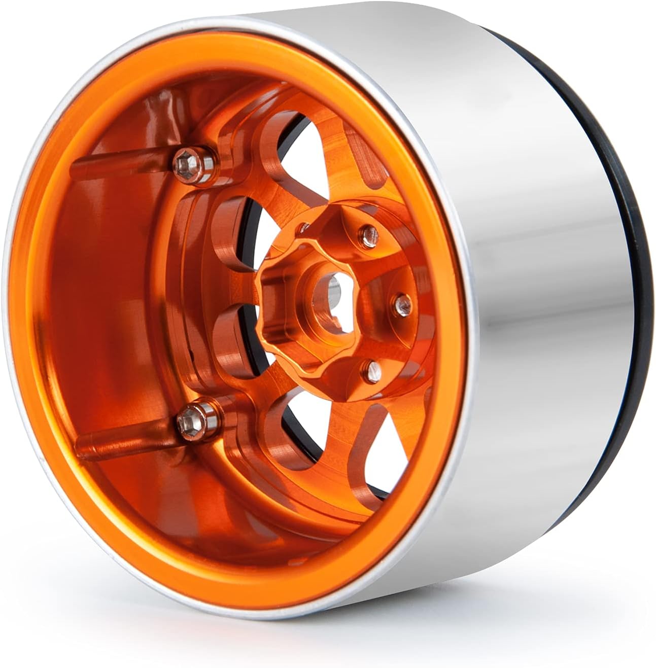 Que-T 4pcs 2.2" Beadlock Wheel Rims 35mm Wide Wheel Hubs for 1/10th Scale Axial Wraith AX90018 90048 RC Car Upgrade Parts (Yellow & Black)