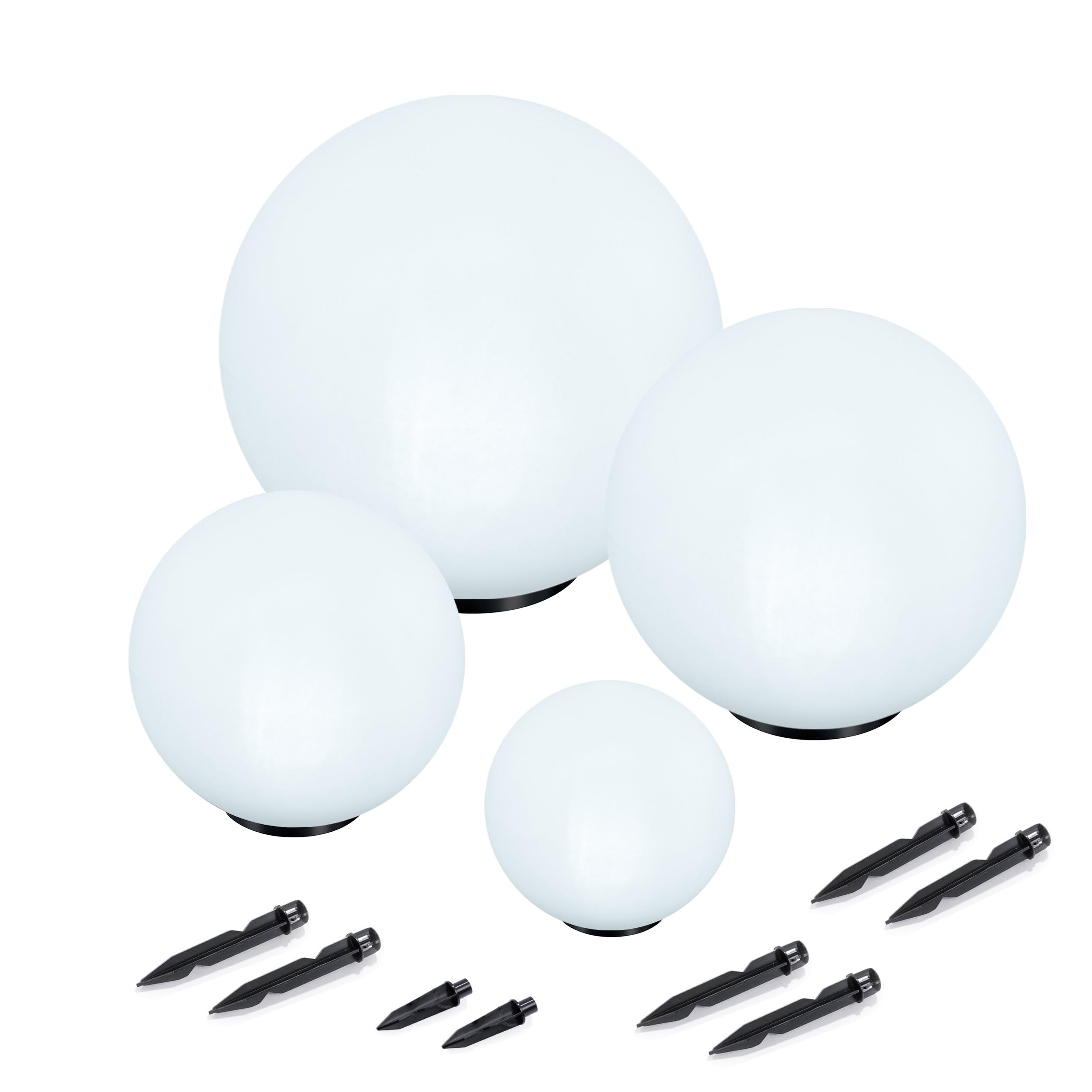 Esotec Solarkugel für den Garten, 4er Set, 7 Farben, multicolor, Bodenleuchten, Akku, LED Solarkugel, Solarleuchte, Kugelleuchte, 6500K, außen, winterfest, outdoor, 102615