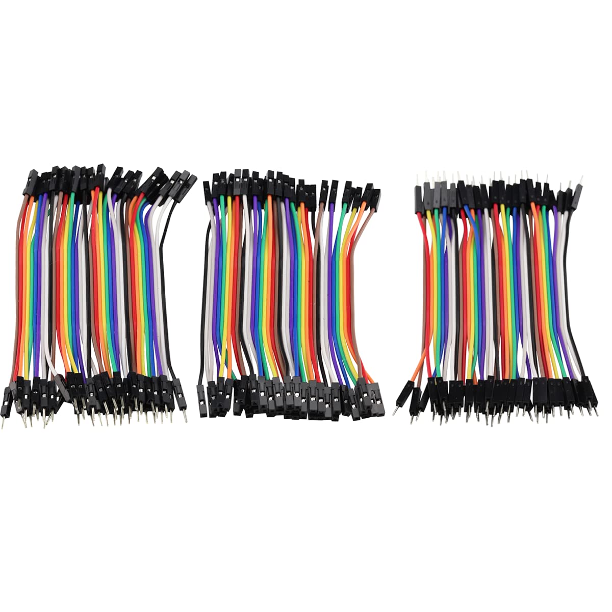 120P 10CM 40pin Cavo di collegamento del ponticello Set di maglioni (Da maschio a femmina, da maschio a maschio, da femmina a femmina), 20PCS Single Row Header 40pin 2.54mm PCB Header