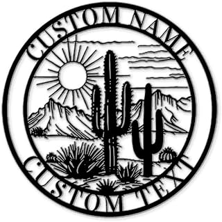 Custom Cactus Metal Sign, Personalized Desert Cactus Wall Decor, Black, Laser Cut Metal, Family Theme, Indoor/Outdoor Use, Wall Mount