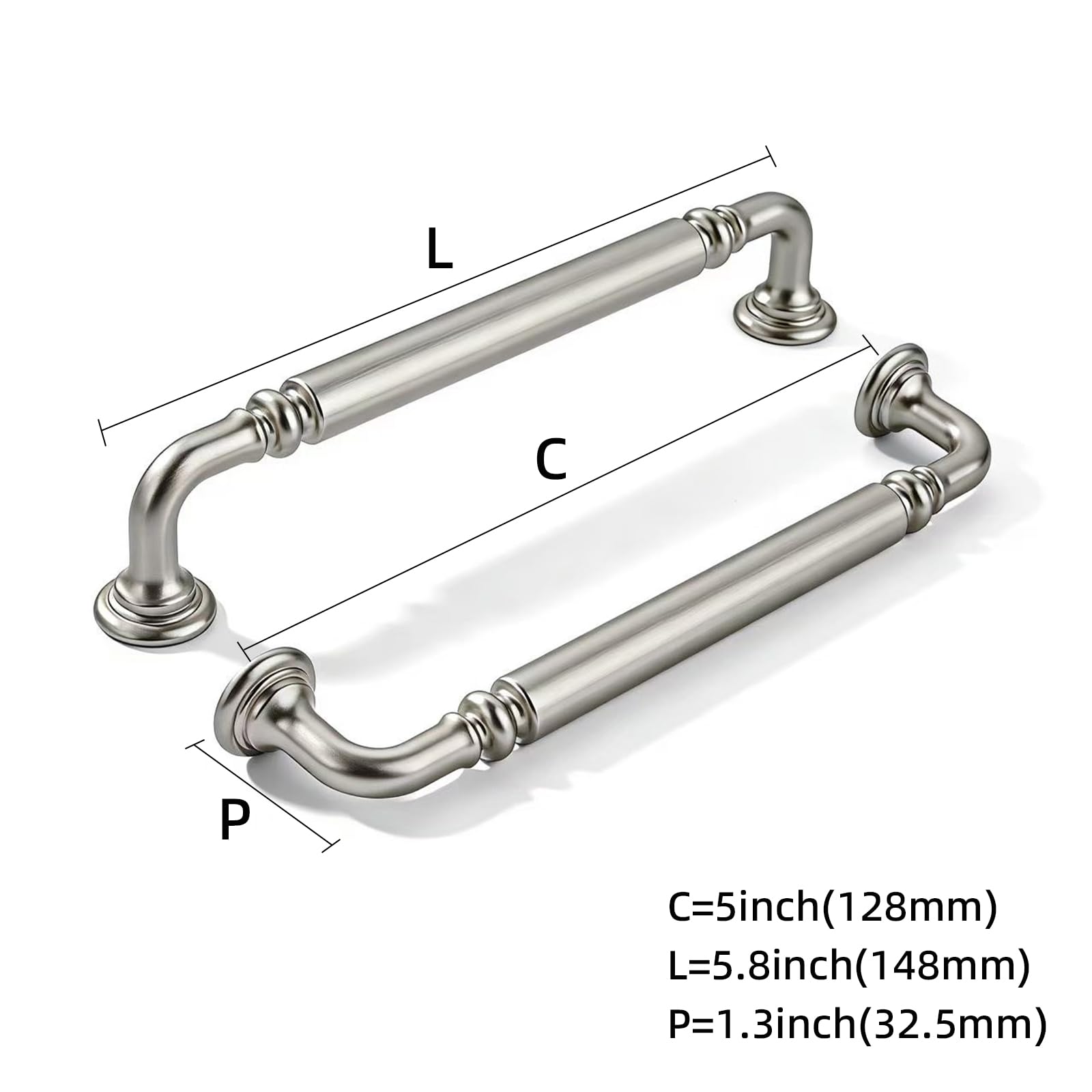 KHTUMEWARE-80392 Brushed Nickel Cabinet Pulls CTC 3 in (76 mm) 2-Pack in Brushed Nickel — KHTUMEWARE
