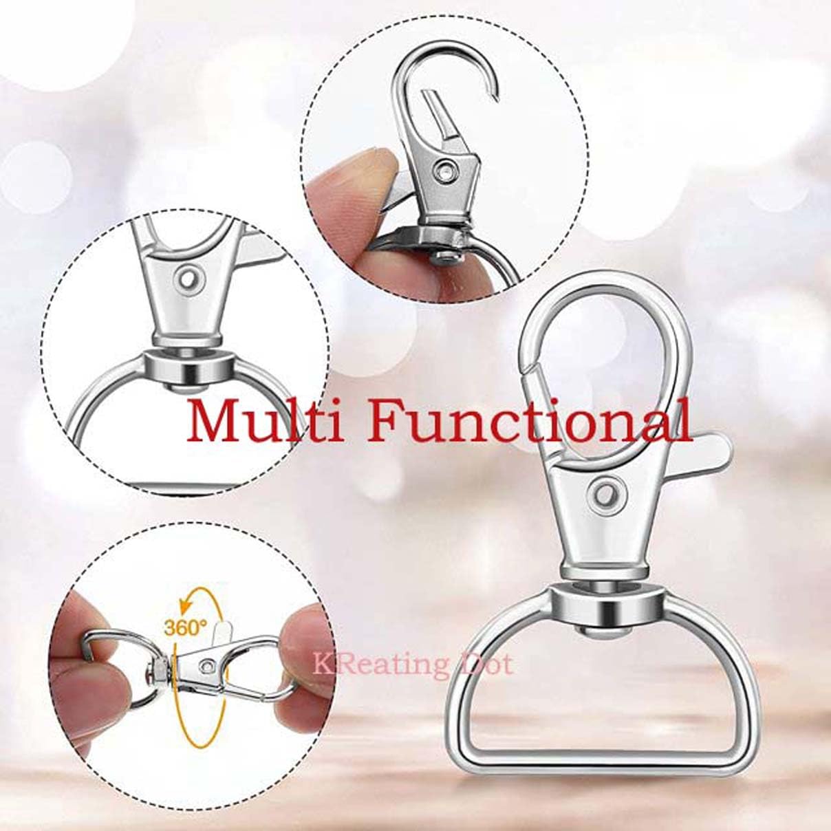 10 Pieces D-Hook Lobster Clasp Swivel Snap Hooks, 1 Inch x 1.5 Inch Heavy Duty Metal Trigger Clips for Keychain, Bag, Purse, Belt, Dog Leash, Lanyard, DIY Craft Accessories (D-Hooks-10) 1