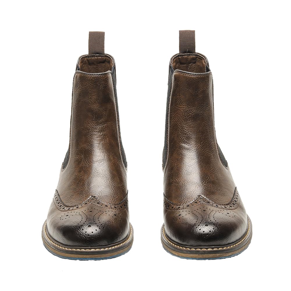 Harssidanzar Uomini Chelsea Boots,elegante e confortevole pelle Slip On Casual Dress Boots Slip-On Boots Scarpe per gli uomini KM304EU