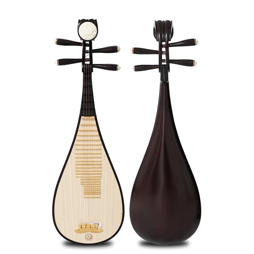 XingHai Hardwood Chinese Lute Traditional National Stringed Instrument Peony Bones Carving PiPa for Children - Image 2