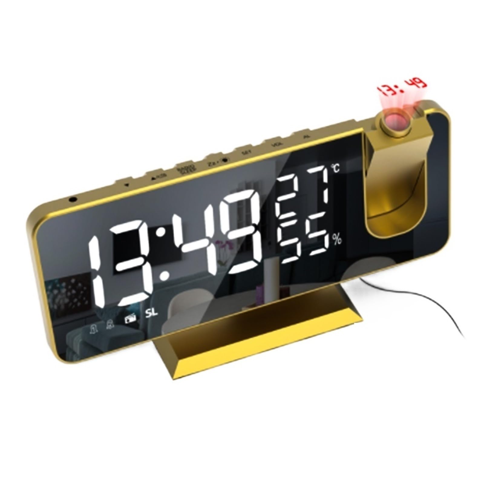 KOESRXNQW FM Radio LED Digital Smart Alarm Clock Watch Table Electronic Desktop Clocks USB Wake Up With 180° Time Projection Snooze Clear Projection(Blue)