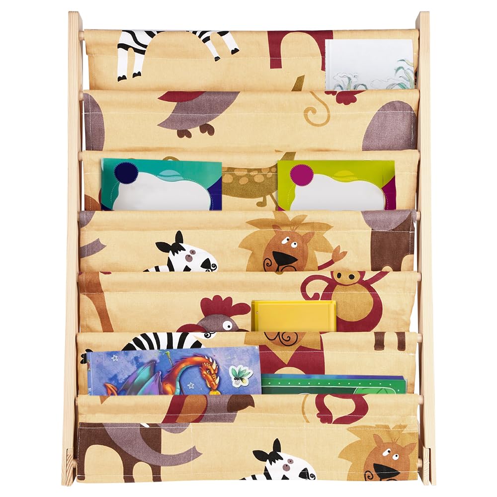 Librería para niños, estante de 7 niveles para libros, suministros escolares para habitación infantil, guardería, guardería, 80 x 60 x 30 cm (color)