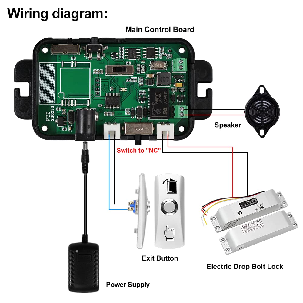Wireless Door Access Control System Kit Set Sblocco Telecomando + Serratura Elettrica del Bolt di Goccia + Trasmettitori Remoti 2pcs 433MHz