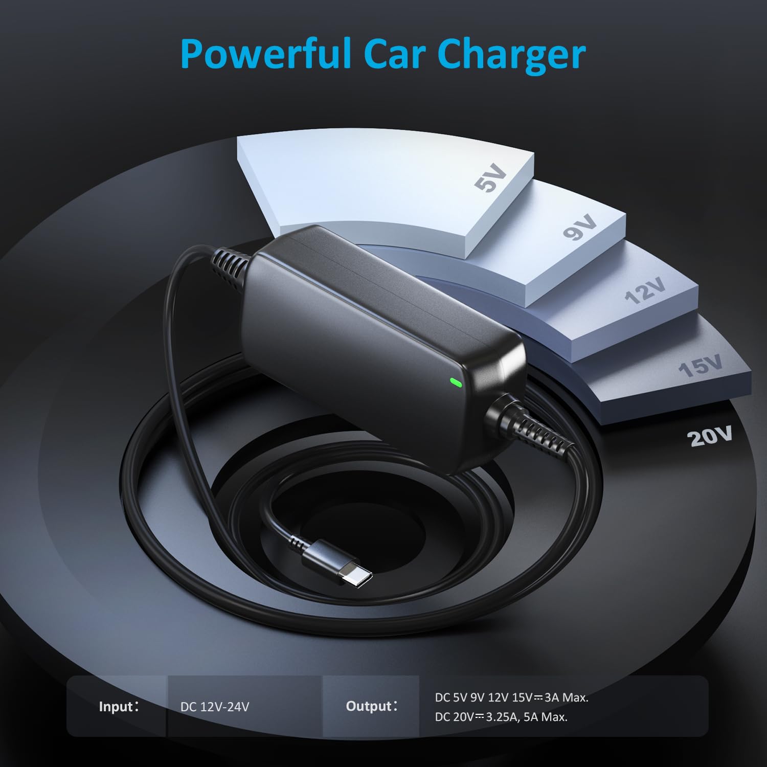 Zolt Ładowarka samochodowa USB C, 100 W, adapter 12-24 V DC do Lenovo Thinkpad HP Spectre Dell XPS Acer Asus Chromebook Samsung Macbook Pro Air Huawei Matebook