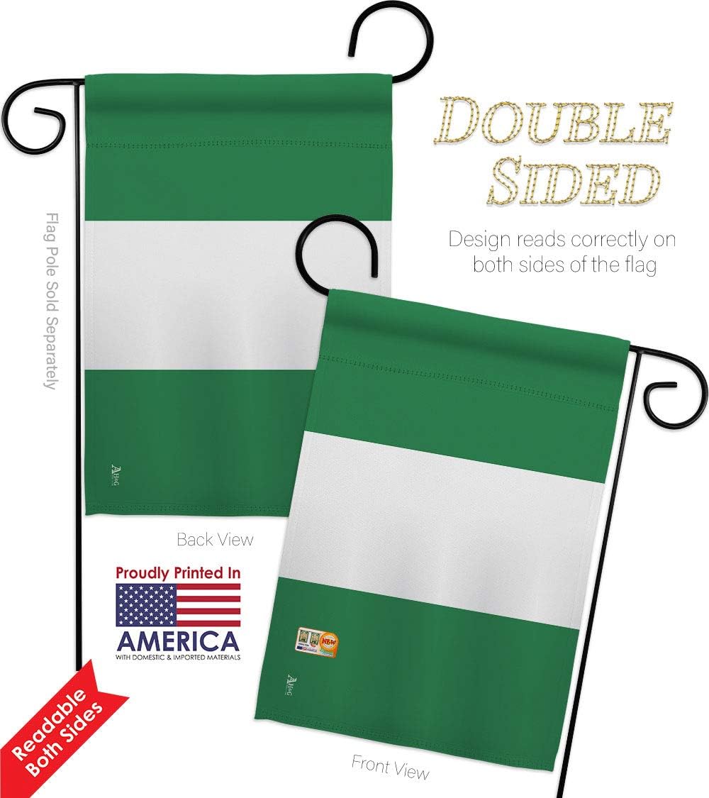 Nigeria Garden Flag Set Wall Holder Regional Nationality Nation International World Country Particular Area Small Decorative Gift Yard House Banner Double-Sided Made In USA 13 X 18.5