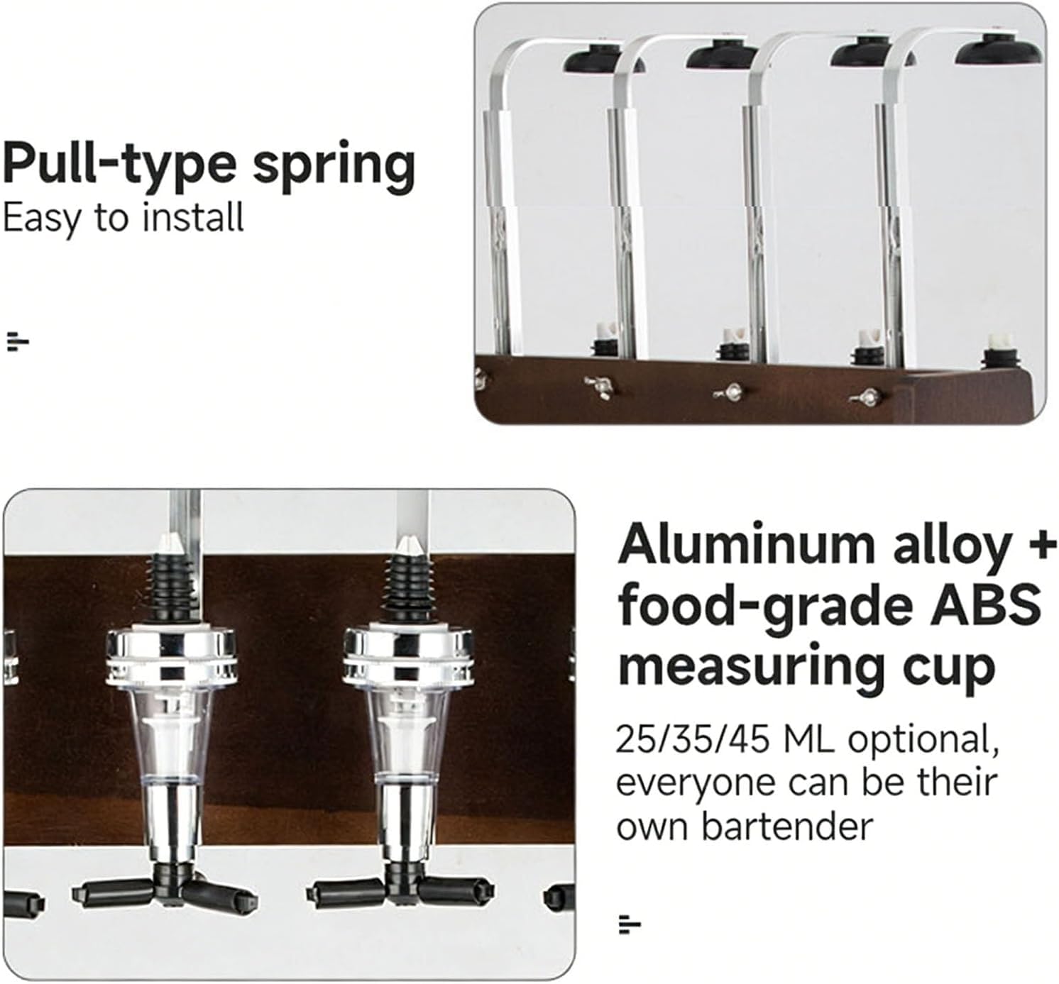 Distributeur d'alcool autonome pour 4 bouteilles – Distributeur de boissons de bureau en bois pour bar, pub et restaurant – Porte-bouteille à l'envers