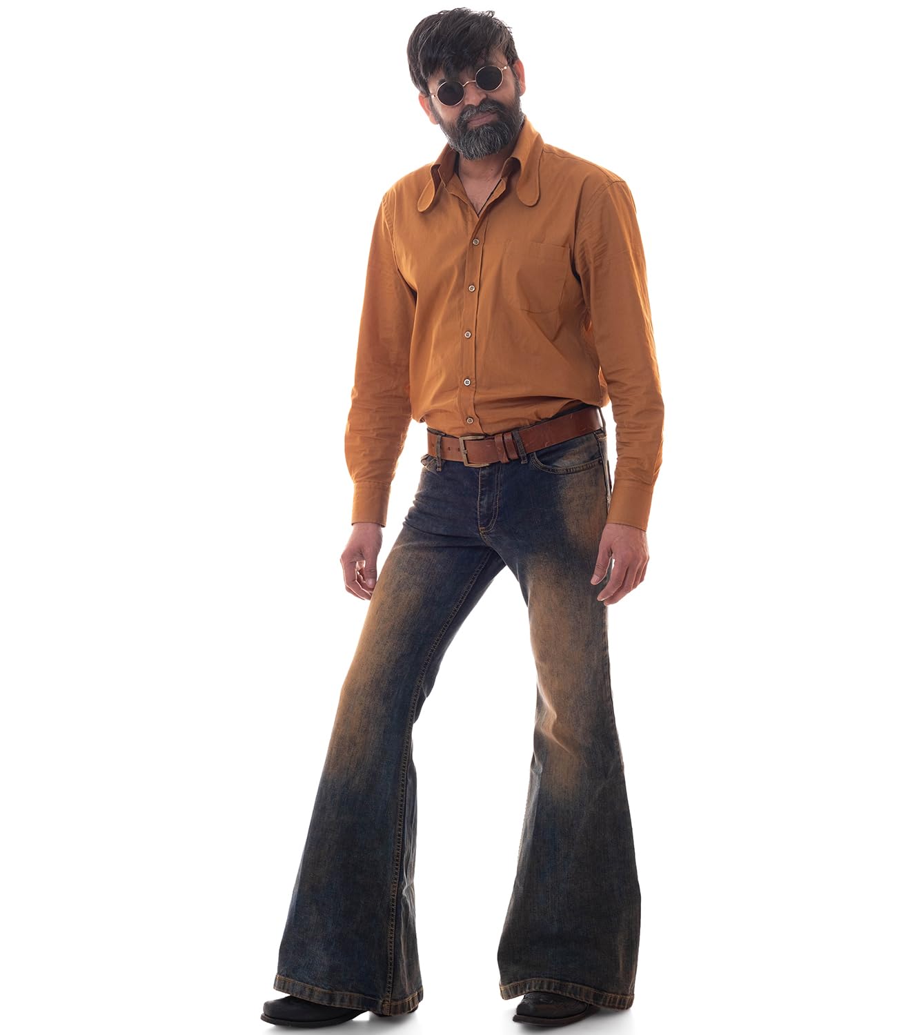 COMYCOM Jeans a Zampa da Uomo con Lavaggio Dirty Star Red County