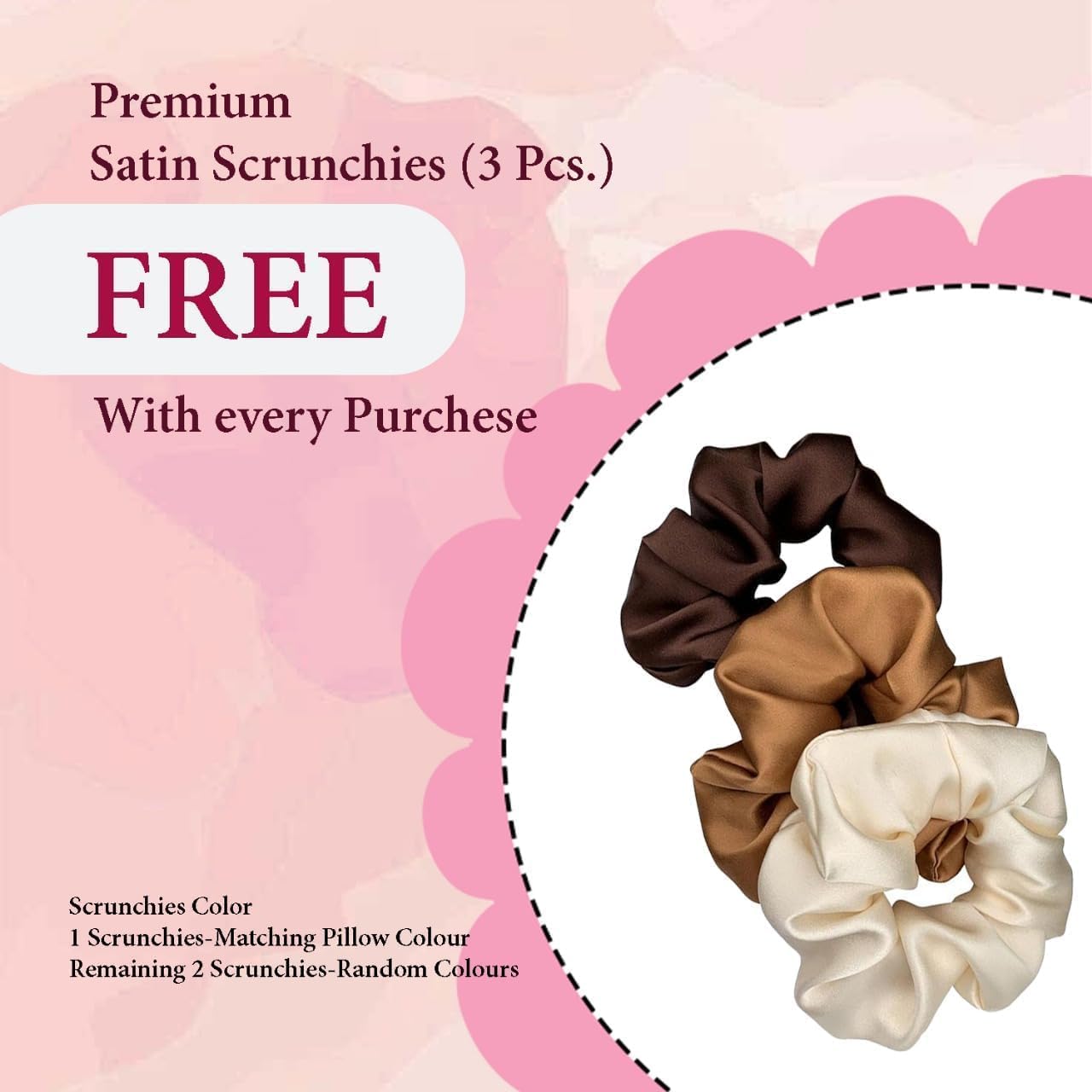 Craftelio® 2 Pcs Satin Pillow Covers for Hair & Skin with 3 Free Scrunchies – Soft, Cooling, Silk-Like Pillowcases Standard Size for Women & Men, Anti-Frizz, Breathable & Gift-Ready (Rose)