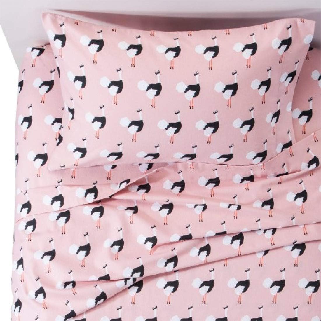 Home Collection 100% Cotton Very Soft Flannel Sheet Set Ostrich. Full Size. Pink