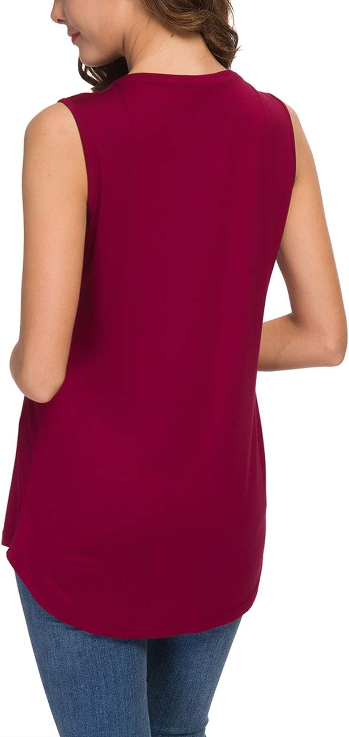 Neineiwu Women's Summer Sleeveless V Neck Casual Tank Tops Blouse Shirts - Image 5