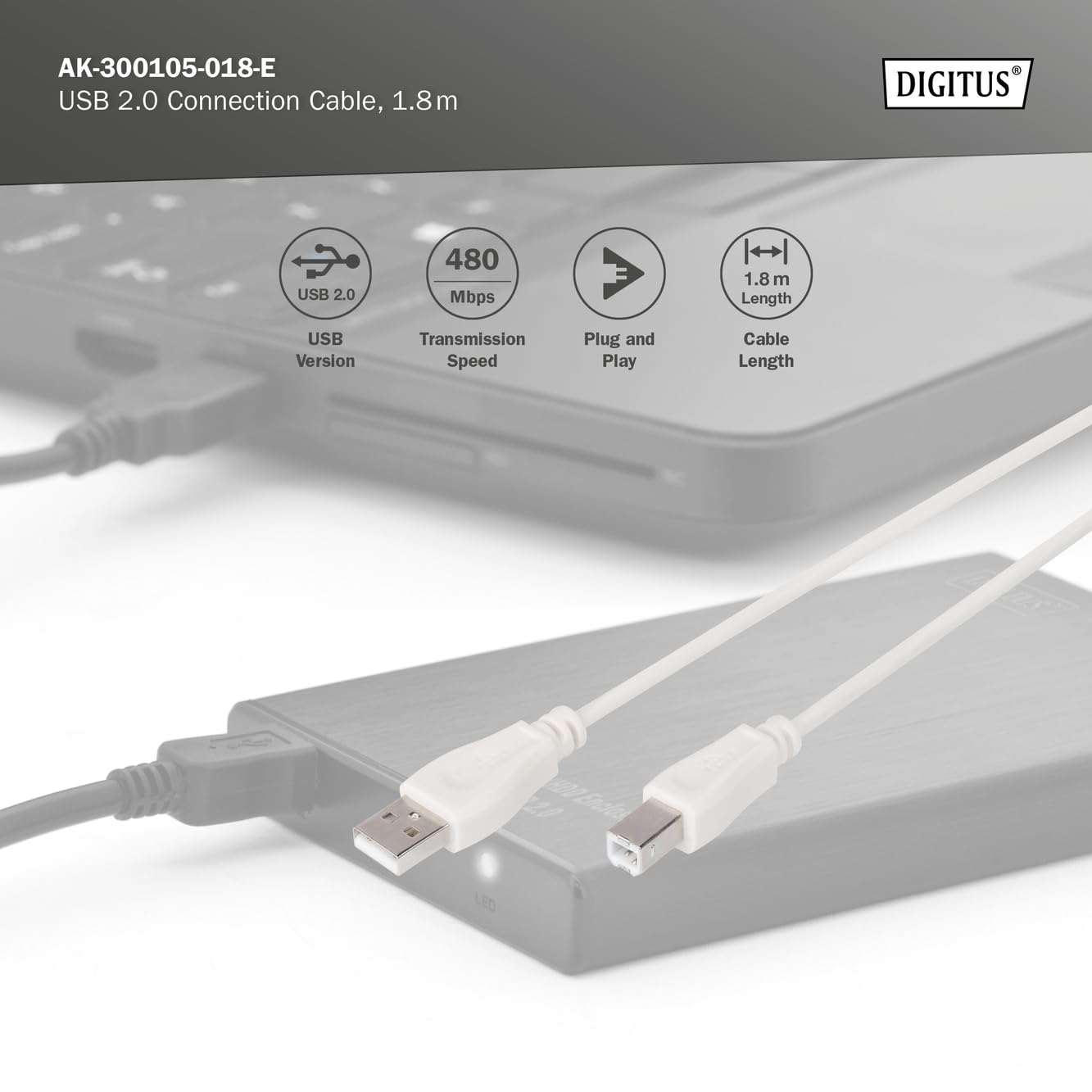 AISENS A101-0002 Cavo USB 1,8 M USB 2.0 USB A USB B Usb Usb Beige P 215910 - Foto 11