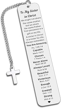 Secret Sister Bookmark Gifts for Women Christian, Sister in Christ Gift for Women, Mothers Day Gifts for Pregnant Sisters, Baptism Confirmation Bookmark for Teen Girls Sisters, Birthday Gift