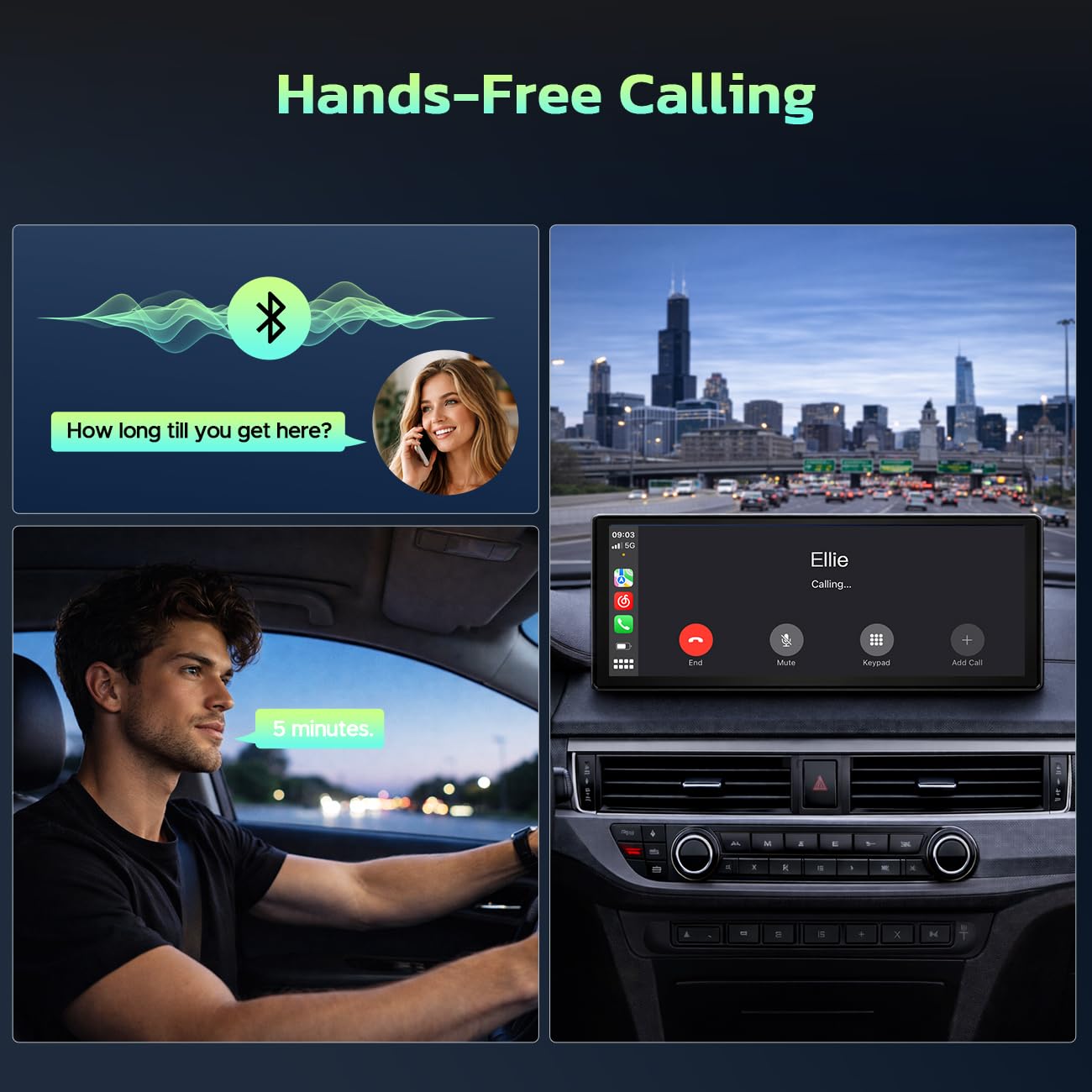 LAMTTO Wireless CarPlay Display 9.26" Kabelloses AppIe CarPlay & Android Auto Tragbares Car Play Touchscreen mit OTA Update/Navigation/Sprachsteuerung/Mirror Link/Bluetooth/AUX/FM für Alle Fahrzeuge