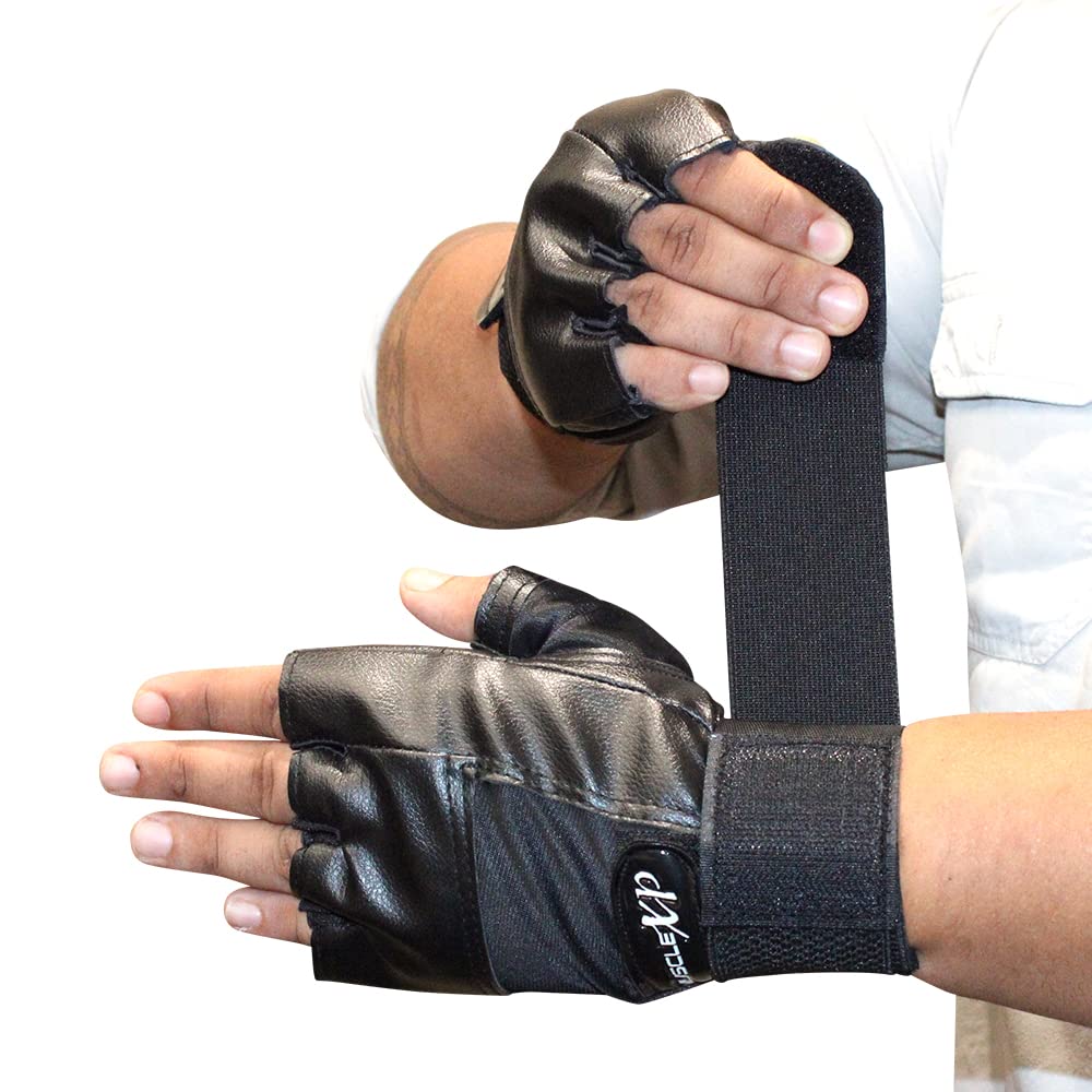 MuscleXP Firm Stud Workout Gym Gloves, Heavy Duty Adjustable Wrist Support, for Weight Lifting, Fitness Training, Non-Slip, Breathable, Moisture Absorbing, Non-Odor Material, Unisex (Jet Black) (B0BHS7YFVZ) Amazon Price History, Amazon Price Tracker