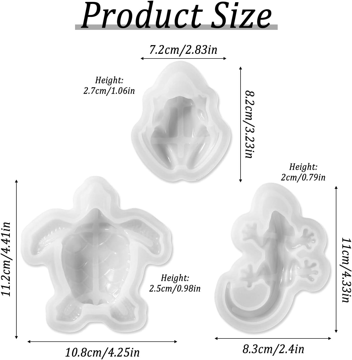 3 Pcs 3D Animal Silicone Molds for Resin Casting
