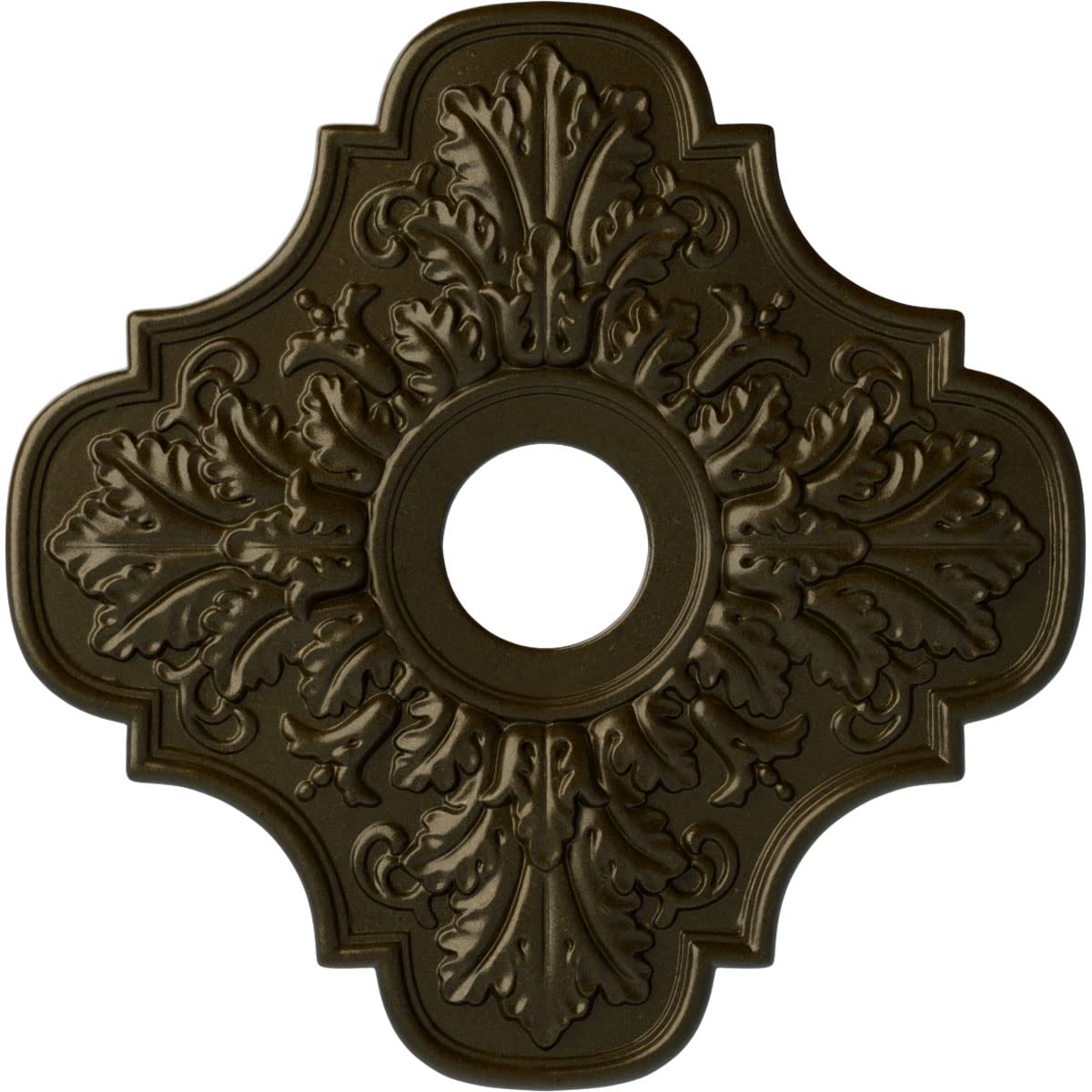 Médaillon Peralta Ekena en cuivre antique vert doré aux reliefs sculptés authentiques