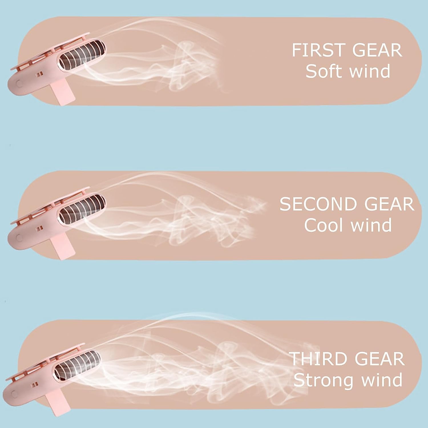 Mini Ventilatore Mini Ventilatore Portatile 3 in 1, Ventilatore da Collo sospeso con Cinghia, Ventilatore Portatile Senza Lama per uscite/Escursioni/Campeggio/Sport Silenzioso (Rosa)
