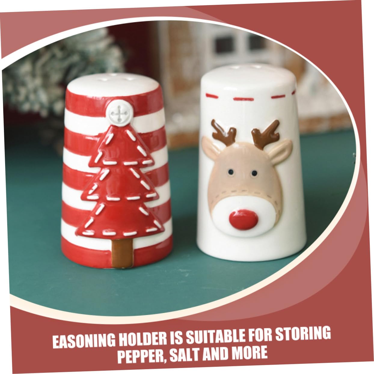 2 Stück Keramik Gewürzstreuer Teilig Salz Pfefferstreuer Salz und Pfeffermühle Weihnachten Küchen Gewürzbehälter für Pfeffer und Gewürze