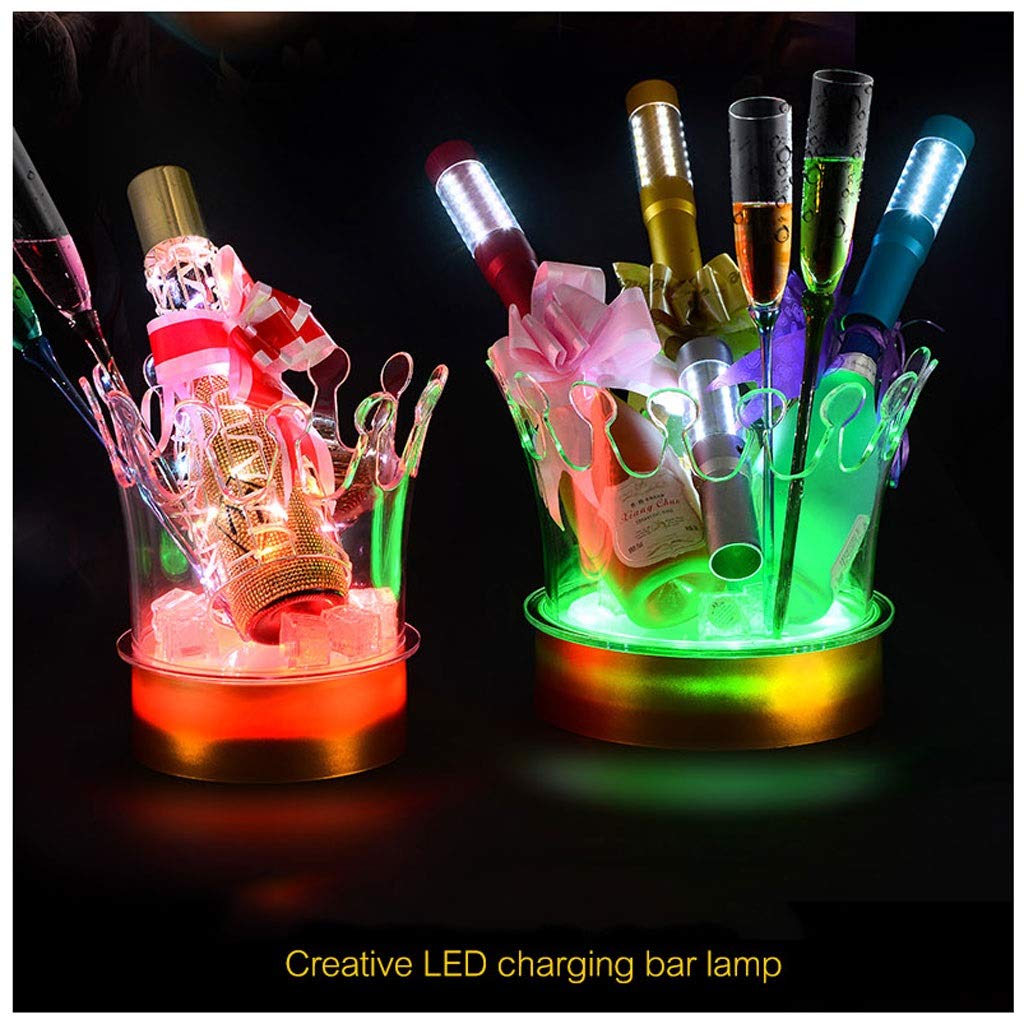 Eiskübel, Led Sektkühler Getränke Bar Ice Bucket Bunte LED Eiskübel, Gran calidad LED LED Eimer Kunststoff Retro Champagner Wein Trinkt Bier Eimer, Batería de litio Aufg