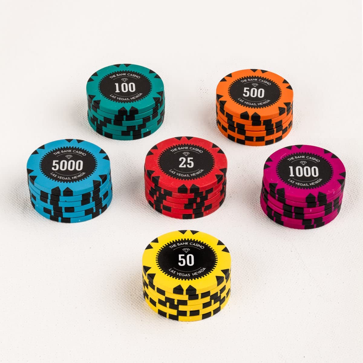 Gold Rush Bank Casino 500Pcs Clay Poker Chipset 14gms with 2 Plastic Playing Cards, Dealer Button for Poker - Casino Games (ABS - Black)